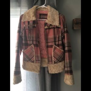 Guess pink plaid jacket Medium